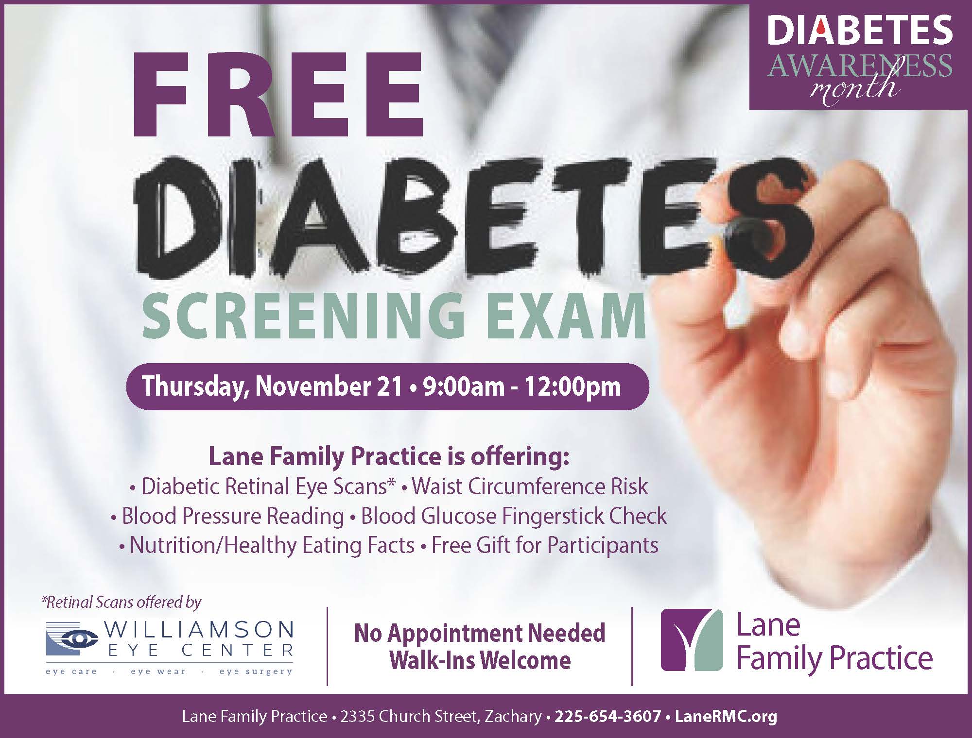 Free Diabetes Screening Exams at Lane Family Practice on ...